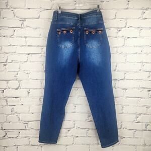 Bloomchic Jeans Womens 14 High Rise Very Stretchy  sunflower embroidery43